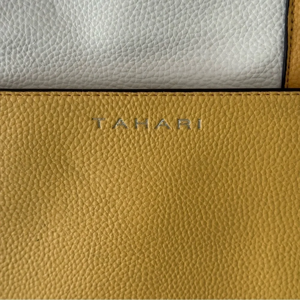 Tahari Two-Tone in Yellow & White Leather Handbag Crossbody